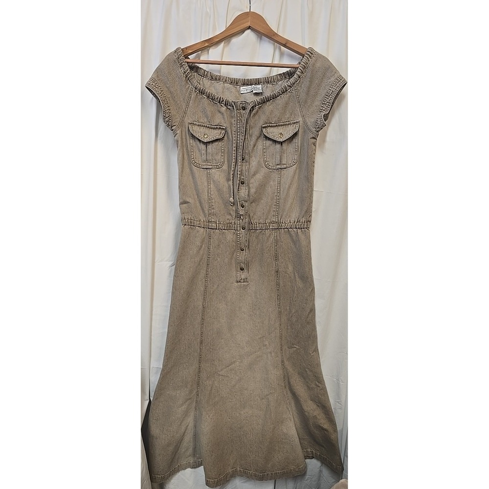 Newport News Jeanology Denim Women's Dress 8 Midi Cottagecore Quiet Luxury - Picture 11 of 14